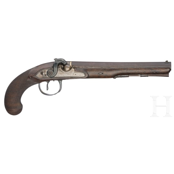 A cased pair of percussion pistols by Barber in Newark (GB), circa 1820