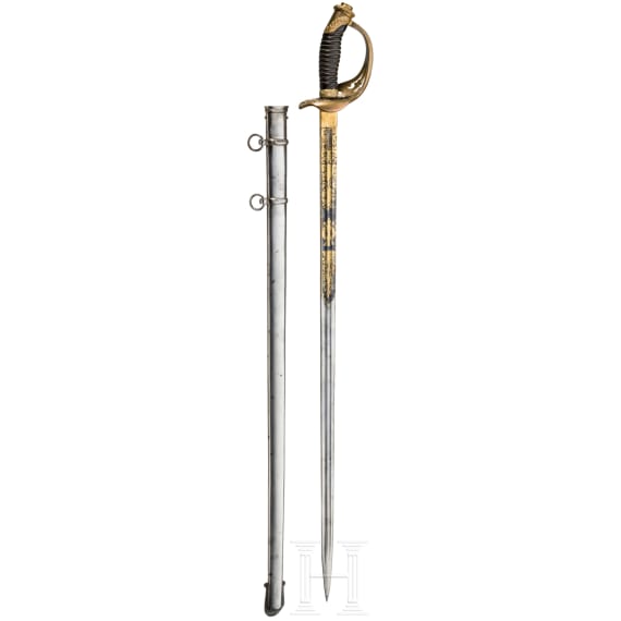 Prunkvoller preu&szlig;ischer Damast-Geschenkdegen M 1889 f&uuml;r Offiziere, datiert 1890