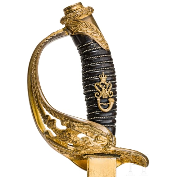 Prunkvoller preu&szlig;ischer Damast-Geschenkdegen M 1889 f&uuml;r Offiziere, datiert 1890