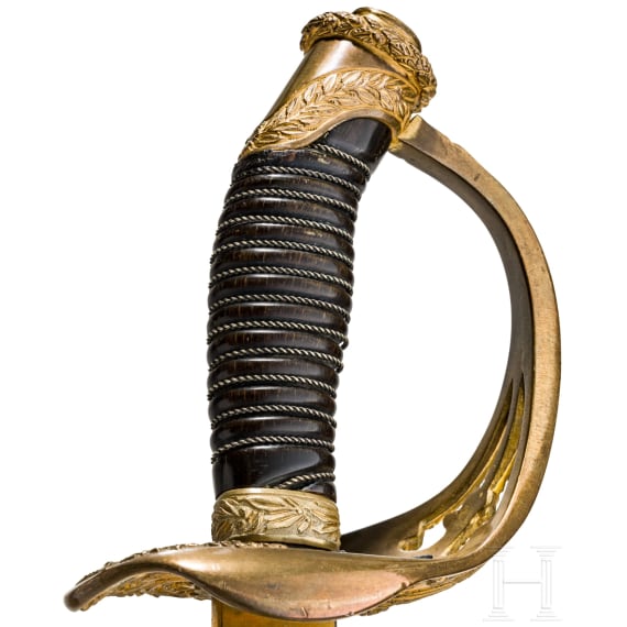 Prunkvoller preu&szlig;ischer Damast-Geschenkdegen M 1889 f&uuml;r Offiziere, datiert 1890