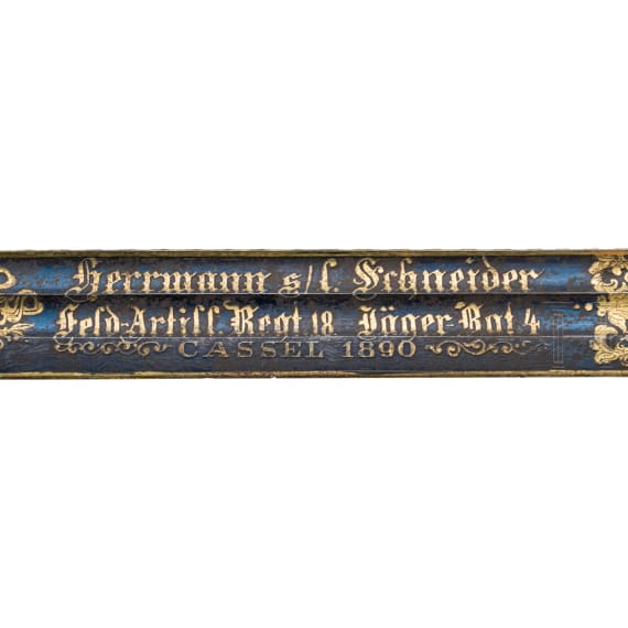 Prunkvoller preu&szlig;ischer Damast-Geschenkdegen M 1889 f&uuml;r Offiziere, datiert 1890