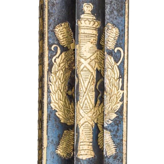 Prunkvoller preu&szlig;ischer Damast-Geschenkdegen M 1889 f&uuml;r Offiziere, datiert 1890