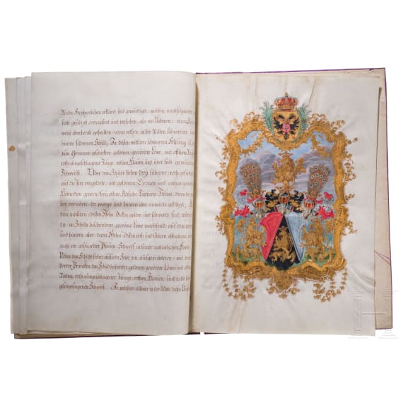 K&ouml;nig August III. von Polen, Kurf&uuml;rst von Sachsen - Adelsdiplom und Besitz&uuml;bertragung f&uuml;r Johann Christian von Hennicke, datiert 1741 und 1744