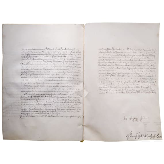K&ouml;nig August III. von Polen, Kurf&uuml;rst von Sachsen - Adelsdiplom und Besitz&uuml;bertragung f&uuml;r Johann Christian von Hennicke, datiert 1741 und 1744