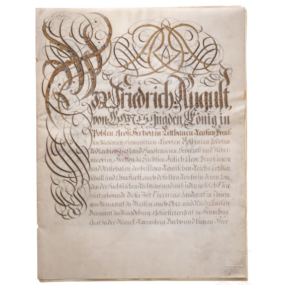 K&ouml;nig August III. von Polen, Kurf&uuml;rst von Sachsen - Adelsdiplom f&uuml;r Johann Christian von Hennicke, datiert 1745