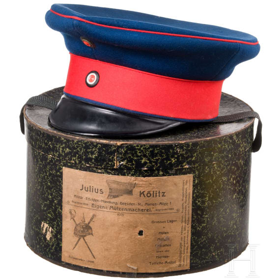 Schirmm&uuml;tze f&uuml;r Offiziere der k&ouml;niglich-s&auml;chsischen Infanterie, um 1900