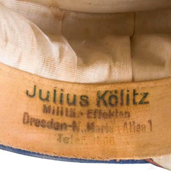 Schirmm&uuml;tze f&uuml;r Offiziere der k&ouml;niglich-s&auml;chsischen Infanterie, um 1900