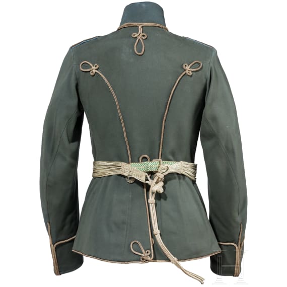 Feldgraue Attila, Sch&auml;rpe, M&uuml;tzenzubeh&ouml;r etc. eines Leutnants im K&ouml;niglich-S&auml;chsischen 2. Husaren-Regiment Nr. 19