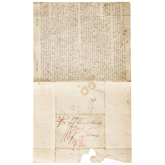 Historisch bedeutender Brief &uuml;ber eine Reise mit Eisenbahn 1837 von Leipzig &uuml;ber N&uuml;rnberg nach Basel