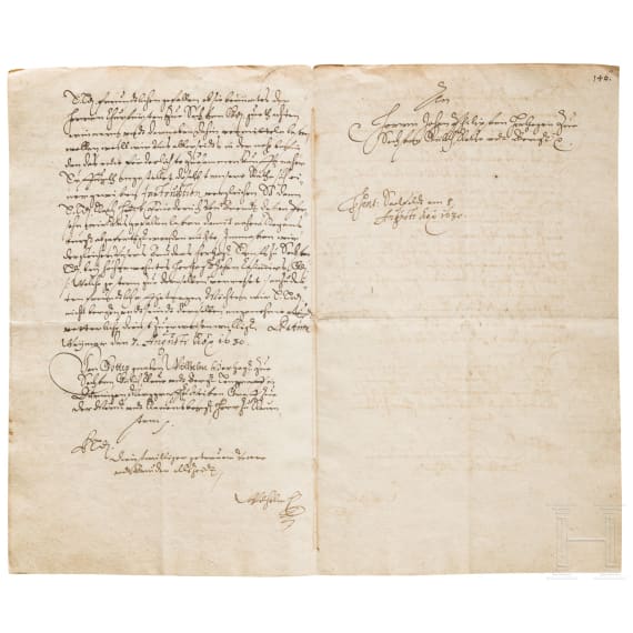 Herzog Wilhelm IV. von Sachsen-Weimar - Brief an Johann Philipp von Sachsen, datiert 7.8.1630