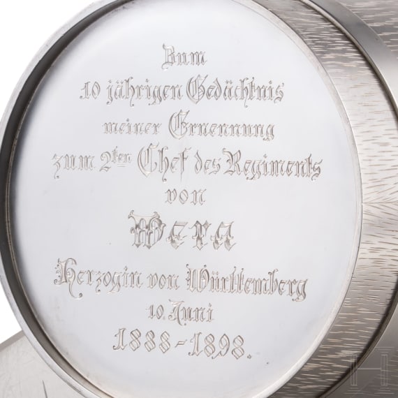 Ulanen-Regiment K&ouml;nig Karl (1. W&uuml;rttembergisches) Nr. 19 - schweres Silbergeschenk der Herzogin von W&uuml;rttemberg, datiert 1898