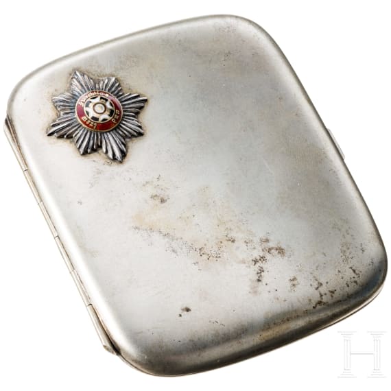 Dragoner-Regiment &bdquo;K&ouml;nig" (2. W&uuml;rttembergisches) Nr. 26 - silbernes Zigarettenetui