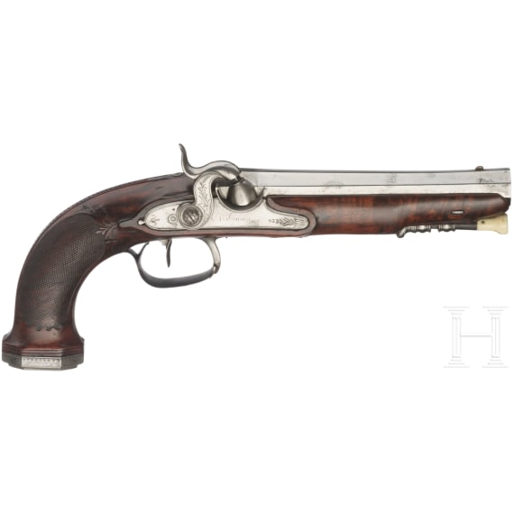 A French converted percussion pistol, circa 1820