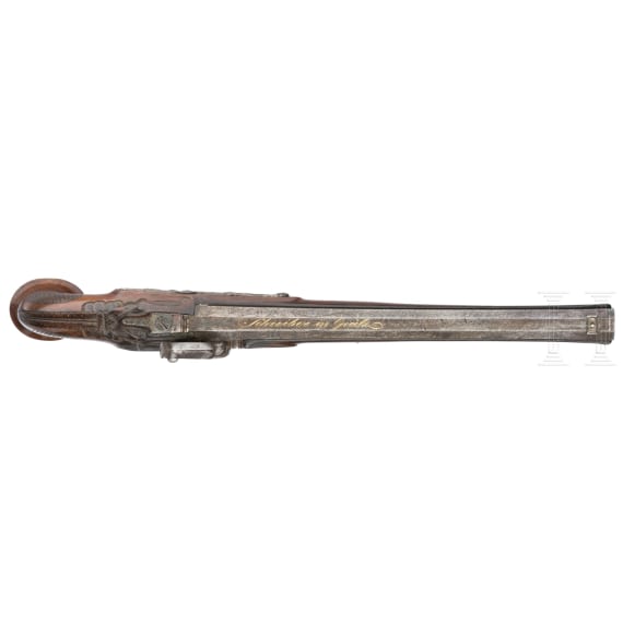 Aptierte, silbermontierte Perkussionspistole, Schreiber in Gr&auml;tz (POL), um 1830
