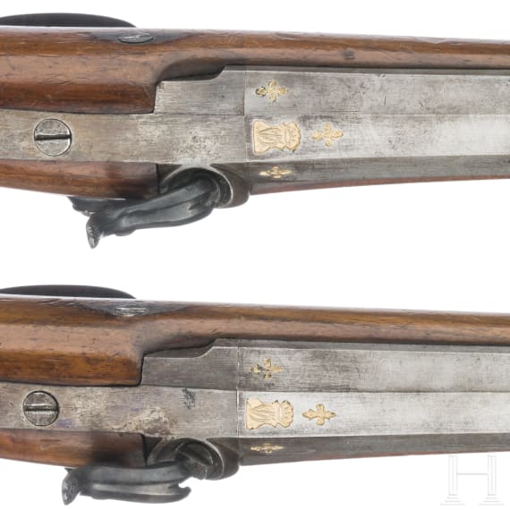 Ein Paar Perkussionspistolen, Frankreich, um 1840