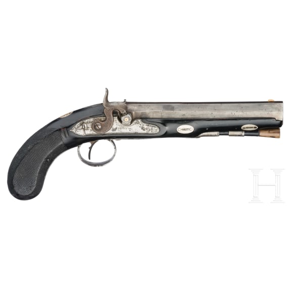 Schwere Perkussionspistole, Manton in London, um 1860