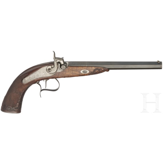 A percussion pistol in the style of around 1850, circa 2000