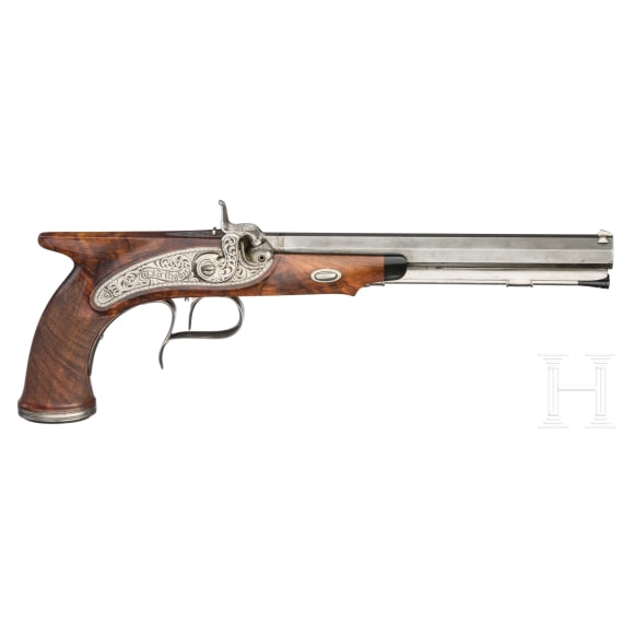 A percussion target pistol in the style of around 1850, circa 2000