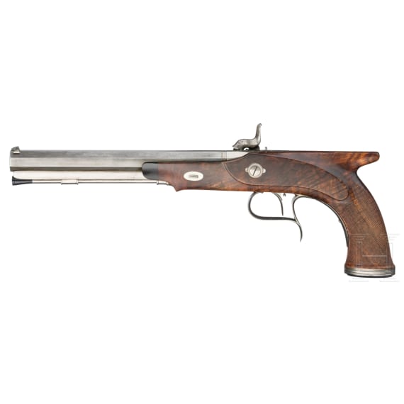 A percussion target pistol in the style of around 1850, circa 2000