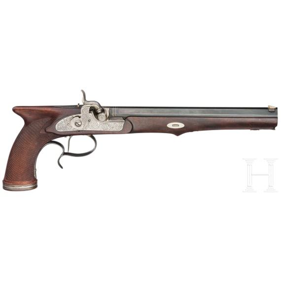 A percussion target pistol in the style of around 1850, circa 2000
