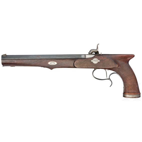 A percussion target pistol in the style of around 1850, circa 2000