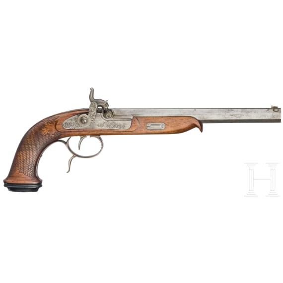 A percussion pistol in the style of around 1850, circa 2000