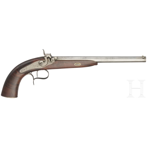 A percussion pistol in the style of around 1850, circa 2000
