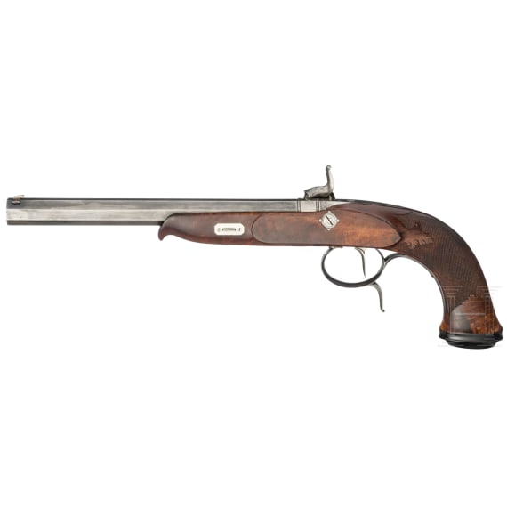 A percussion pistol in the style of around 1850, circa 2000