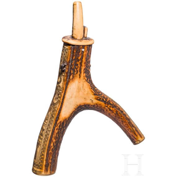 An antler powder bottle, Hungary/Transylvania, circa 1700