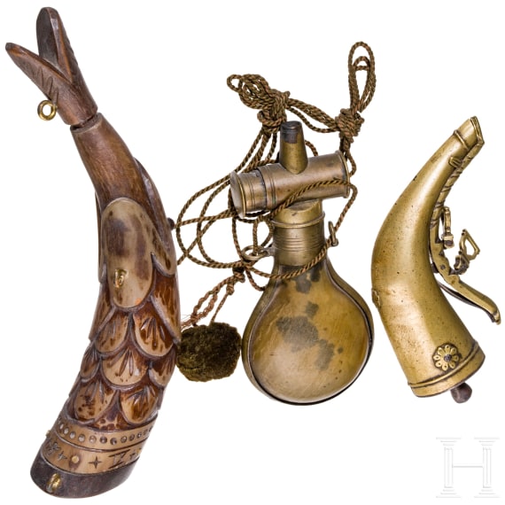Three powder flasks, Germany, 19th century