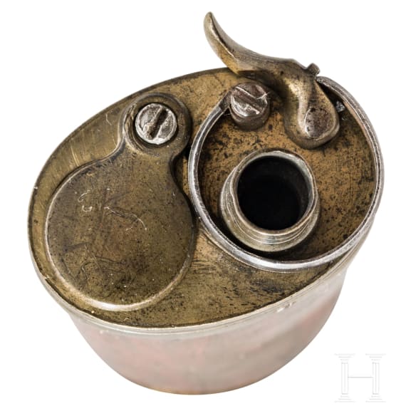 An English powder flask, 19th century