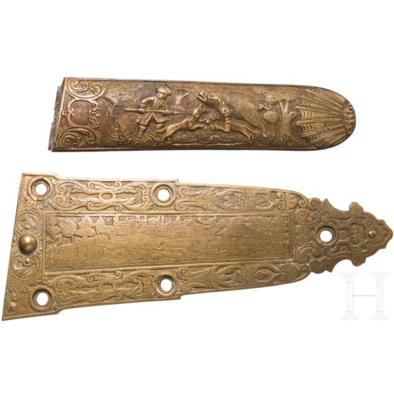 Two German brass rifle fittings, first half of the 18th century
