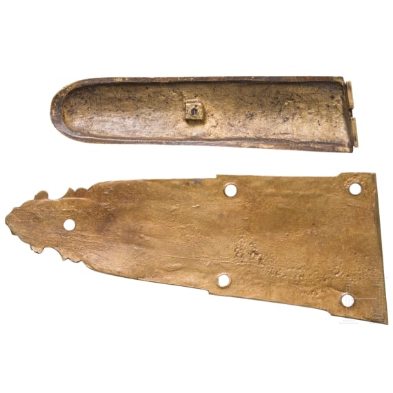 Two German brass rifle fittings, first half of the 18th century