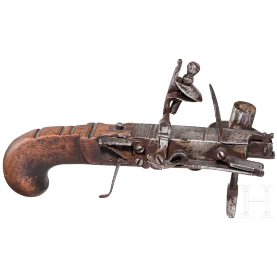 A British flintlock lighter with candlestick, 2nd half of the 18th century