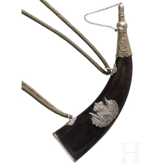 A Saxon powder flask, 19th century