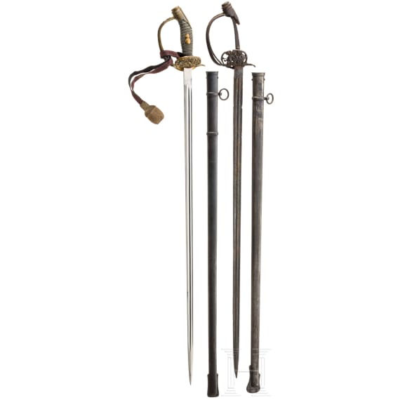 Two swords M 1889 for officers of the infantry, from 1905 onwards