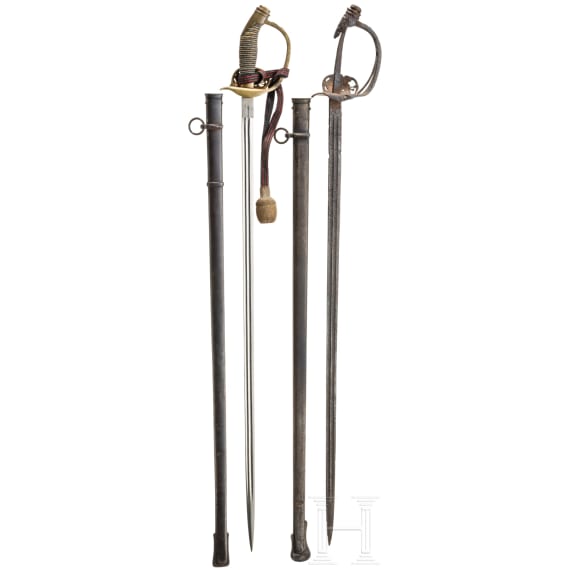 Two swords M 1889 for officers of the infantry, from 1905 onwards