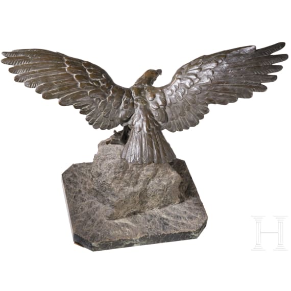 A large eagle on stone pedestal