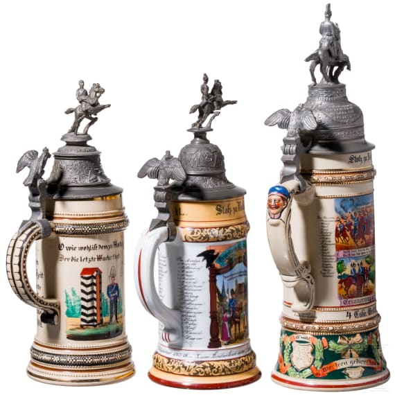 Three reservist mugs of the Prussian dragoons, 1900 - 1914