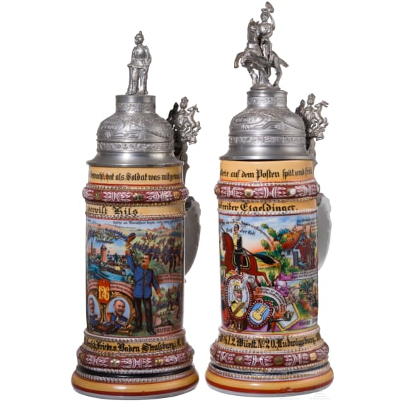 Two reservist mugs, W&uuml;rttemberg, circa 1913