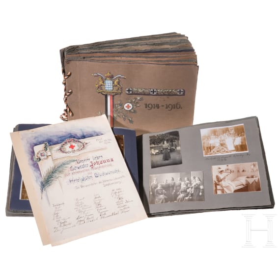 Two photo albums on the German military hospital Sophienberg near Hof, circa 1915