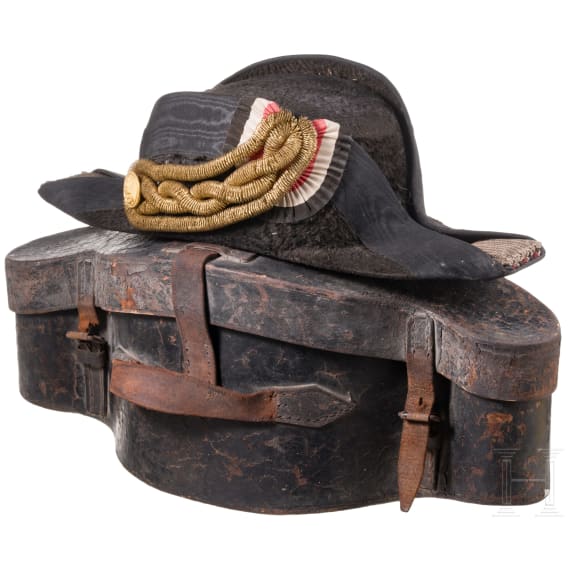 A bicorne for officers of the Imperial Navy with its case