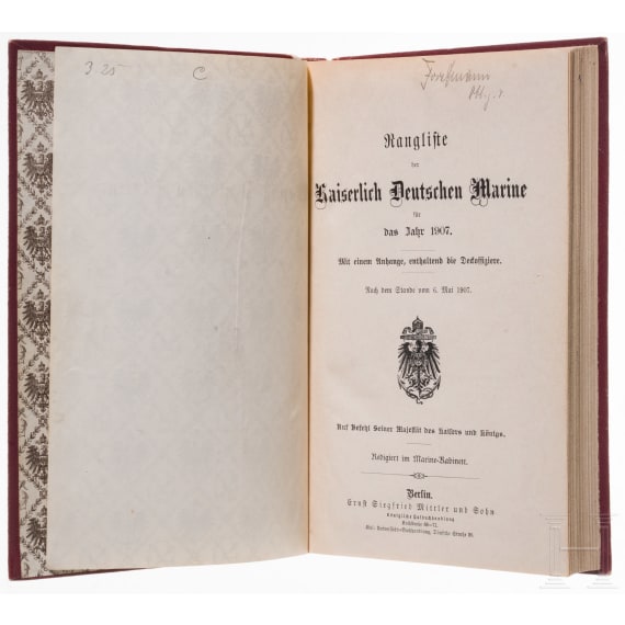 Captain Walter Forstmann - Two Rank Lists of the Imperial Navy from his personal library
