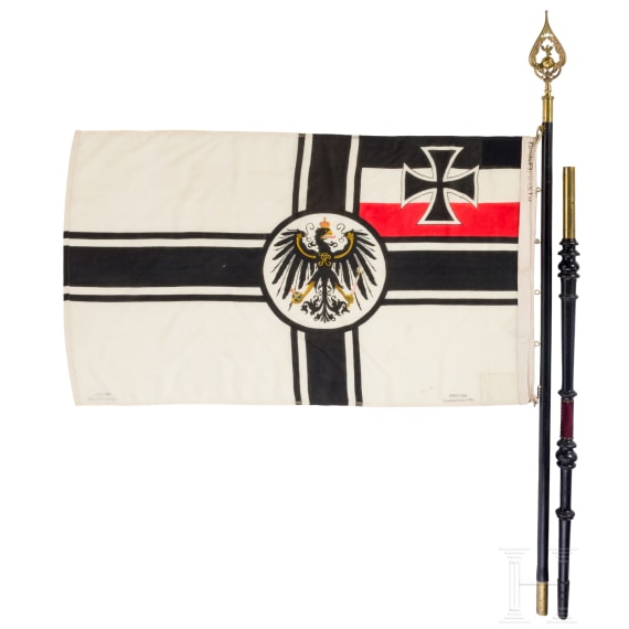 A warrior association flag and a silk embroidery, first half of the 20th century