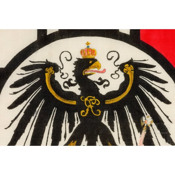 A warrior association flag and a silk embroidery, first half of the 20th century