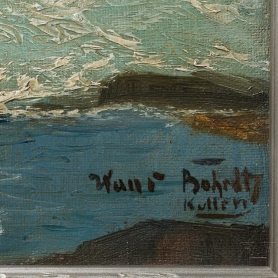 Hans Bohrdt (1857 - 1945) - K&uuml;ste bei Kullen mit Segelschiff, um 1900/10