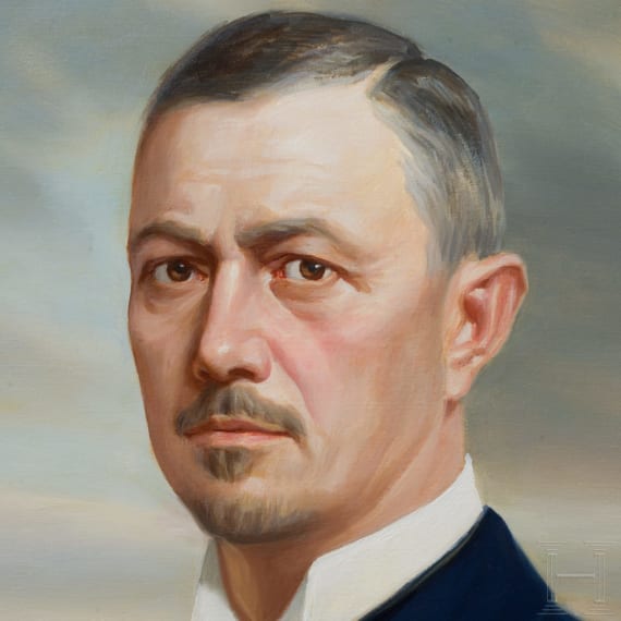 Portraitgem&auml;lde des Fregattenkapit&auml;ns und F&uuml;hrers der Marine-Luftschiffe Peter Strasser