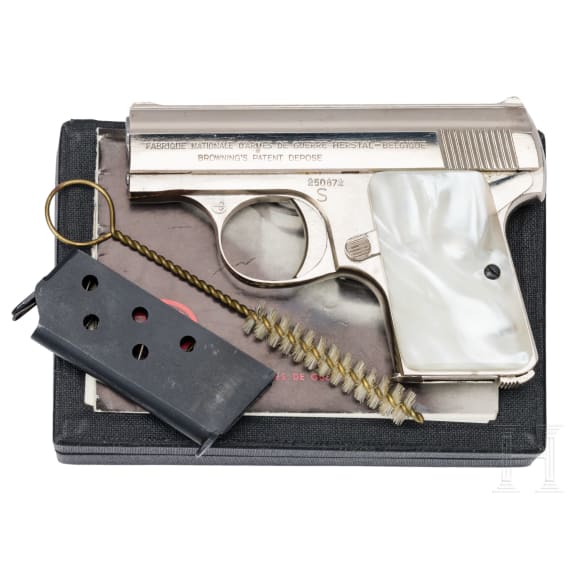 An FN Mod. Baby, nickel-plated, in Box