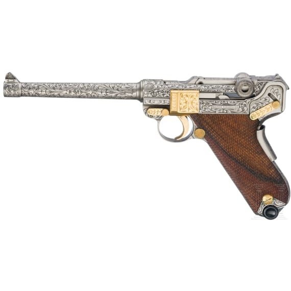 Mauser Mod. 29/70 Parabellum, Luxusausf&uuml;hrung, graviert, in Holzkassette