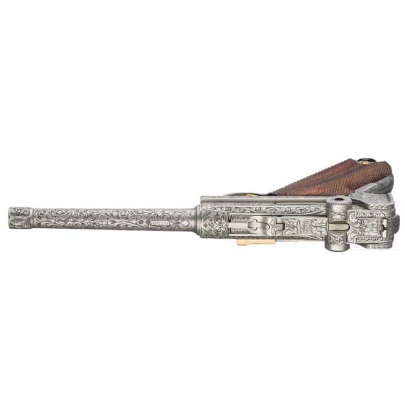 Mauser Mod. 29/70 Parabellum, Luxusausf&uuml;hrung, graviert, in Holzkassette